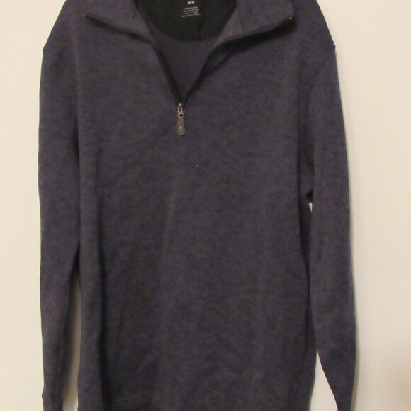 Haggar Cool 18 Pro Pullover Sweater Men Medium Charcoal Gray 1/4 Zip Long Sleeve - Picture 1 of 5